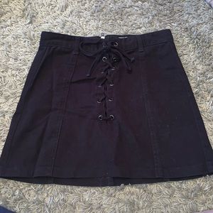 High waisted black jean skirt
